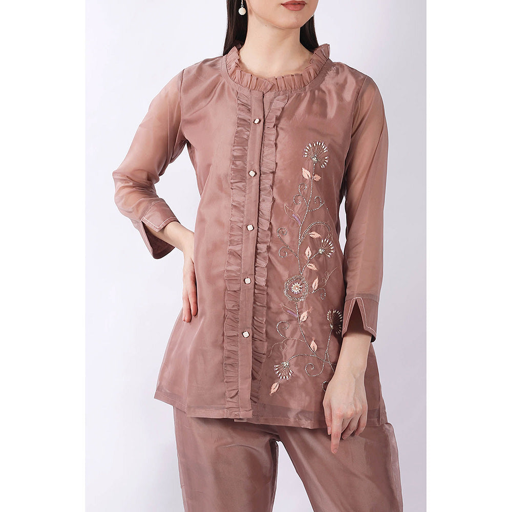 SHRUTI GOYAL Rust Embellished Co-Ord (Set of 2)