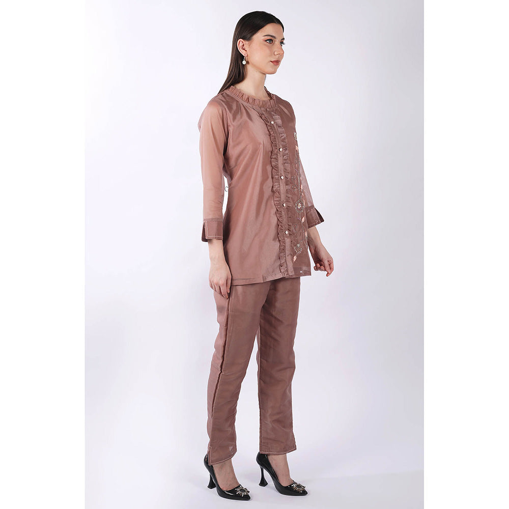 SHRUTI GOYAL Rust Embellished Co-Ord (Set of 2)