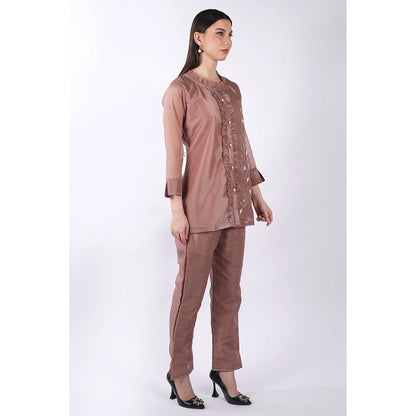 SHRUTI GOYAL Rust Embellished Co-Ord (Set of 2)