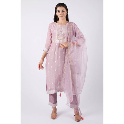 SHRUTI GOYAL Lavender Embroidered Kurta with Pant and Dupatta (Set of 3)