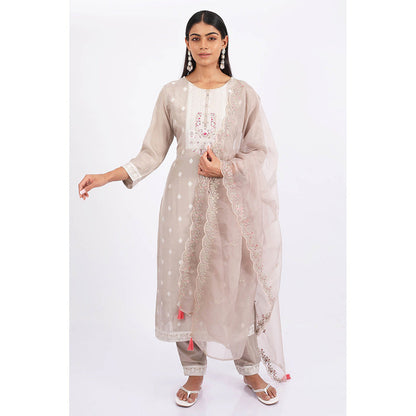 SHRUTI GOYAL Purple Embroidered Kurta with Pant and Dupatta (Set of 3)