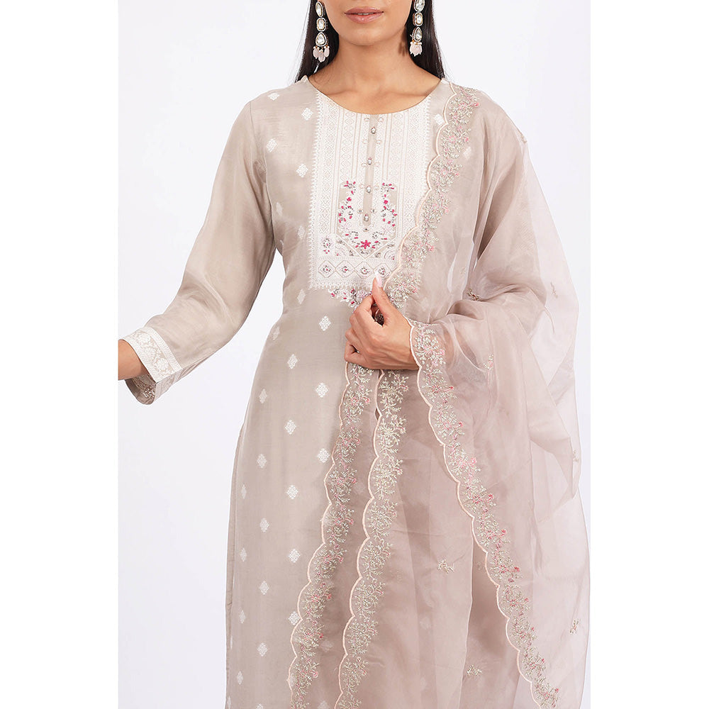 SHRUTI GOYAL Purple Embroidered Kurta with Pant and Dupatta (Set of 3)