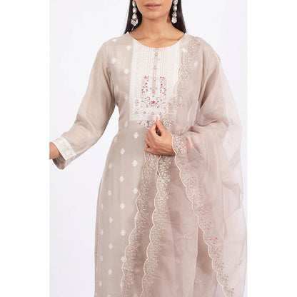 SHRUTI GOYAL Purple Embroidered Kurta with Pant and Dupatta (Set of 3)