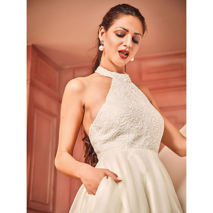 Shriya Dahlia Ivory Pearl Roses Gown