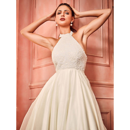 Shriya Dahlia Ivory Pearl Roses Gown