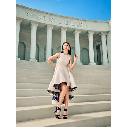 Shriya Dahlia Beige High Low Dress