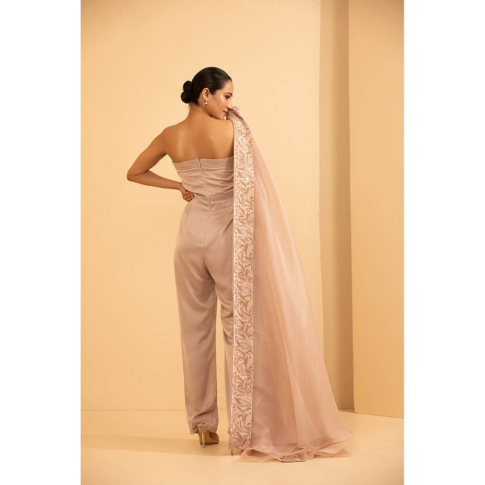 Shriya Dahlia Pink Jumpsuit with Embroidered Cape (Set of 2)