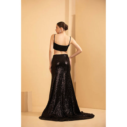 Shriya Dahlia Black Bustier with Fish Cut Skirt (Set of 2)