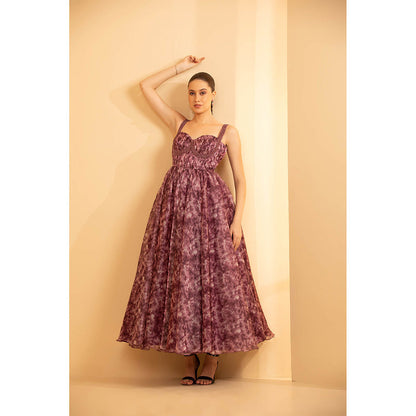 Shriya Dahlia Purple Organza Corset Dress