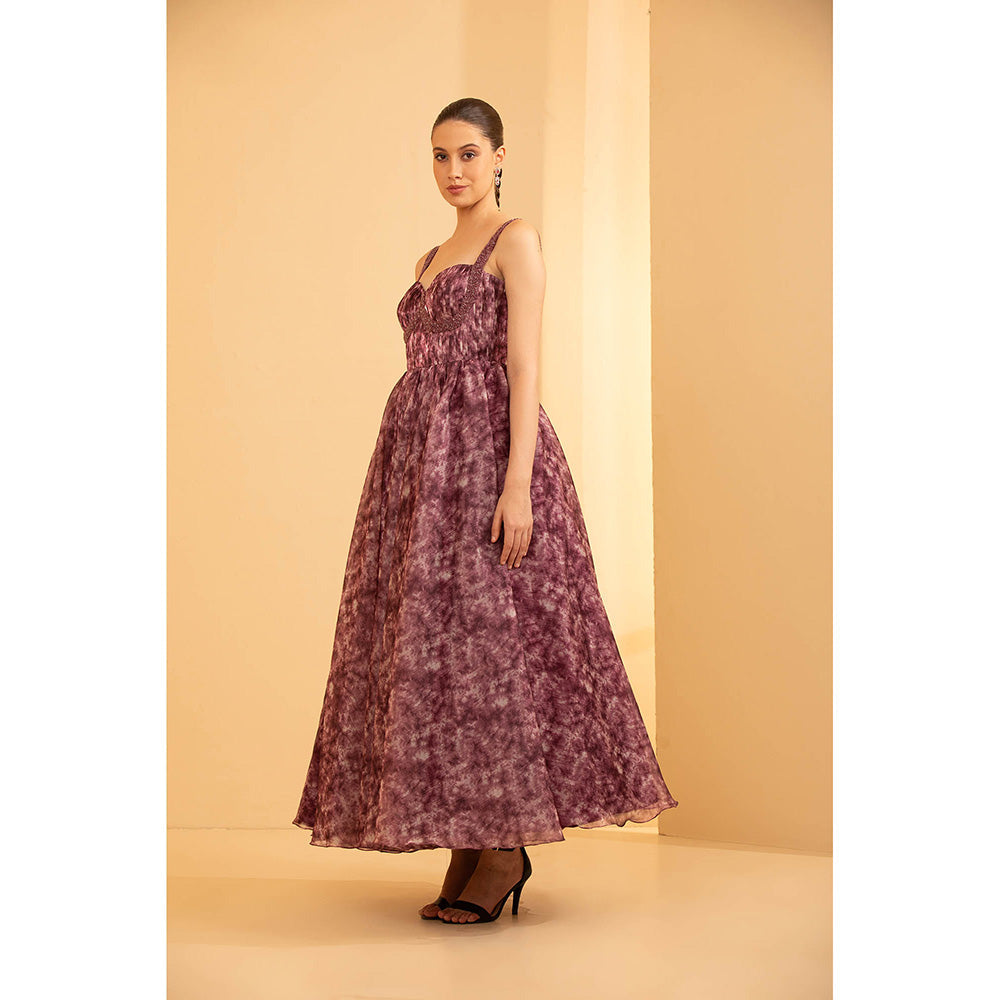 Shriya Dahlia Purple Organza Corset Dress