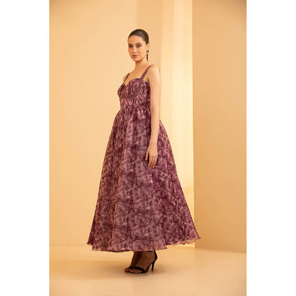 Shriya Dahlia Purple Organza Corset Dress