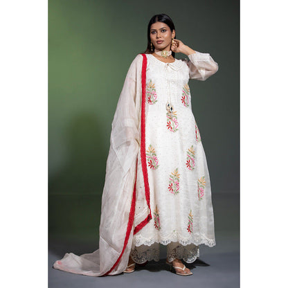 Shweta Dabas Noor Silk Organza A-Line Kurta with Pant and Dupatta (Set of 3)