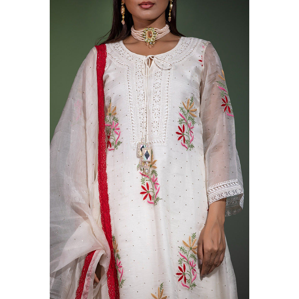 Shweta Dabas Noor Silk Organza A-Line Kurta with Pant and Dupatta (Set of 3)