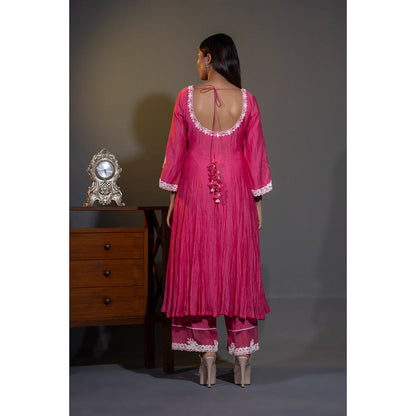 Shweta Dabas Gulabi Pink Embroidered Anarkali with Pant and Dupatta (Set of 3)