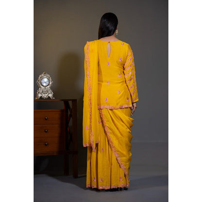 Shweta Dabas Haldi Yellow Embellished Kurta with Sharara and Dupatta (Set of 3)