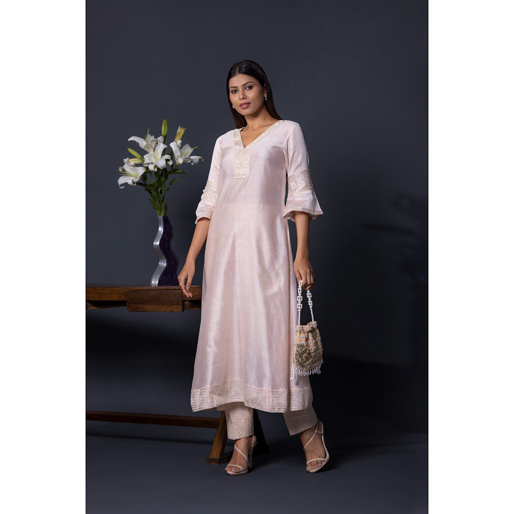 Shweta Dabas Pink Embroidered Anarkali with Pant and Dupatta (Set of 3)