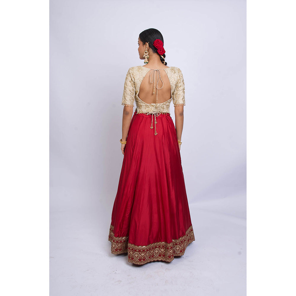 Shweta Dabas Pink Silk Lehenga with Choli and Dupatta (Set of 3)