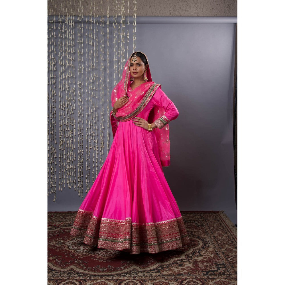 Shweta Dabas Pink Anarkali with Dupatta (Set of 2)