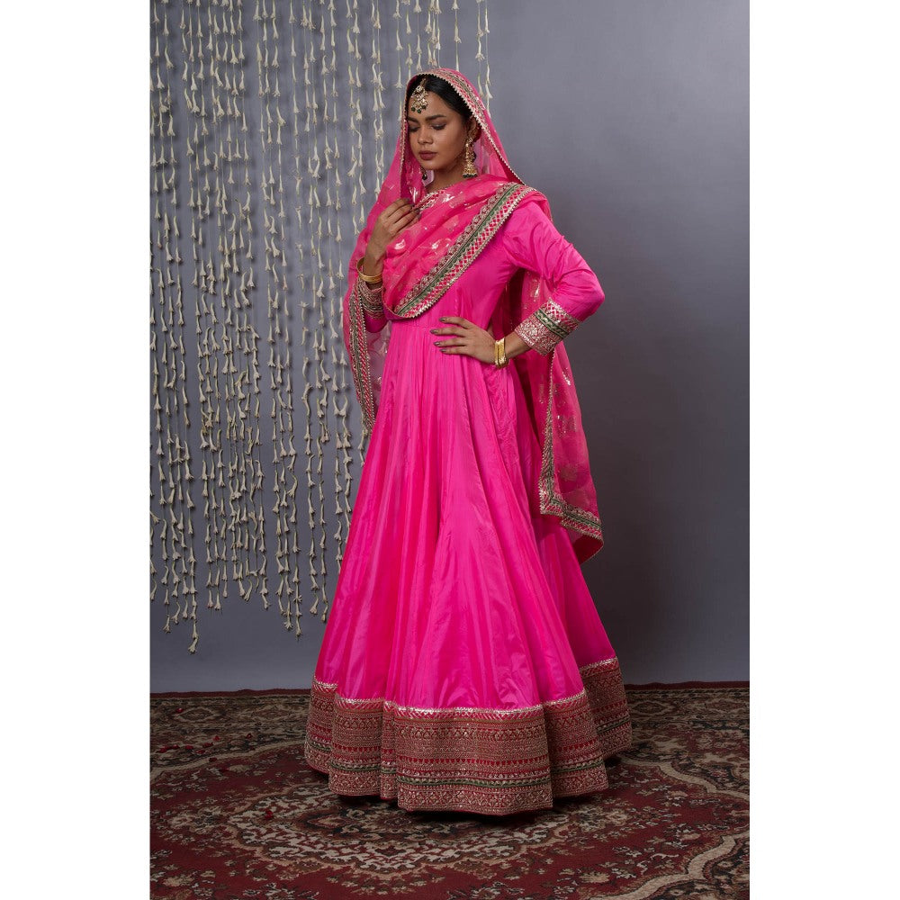 Shweta Dabas Pink Anarkali with Dupatta (Set of 2)