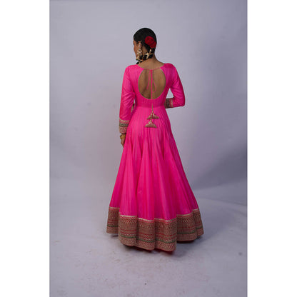 Shweta Dabas Pink Anarkali with Dupatta (Set of 2)