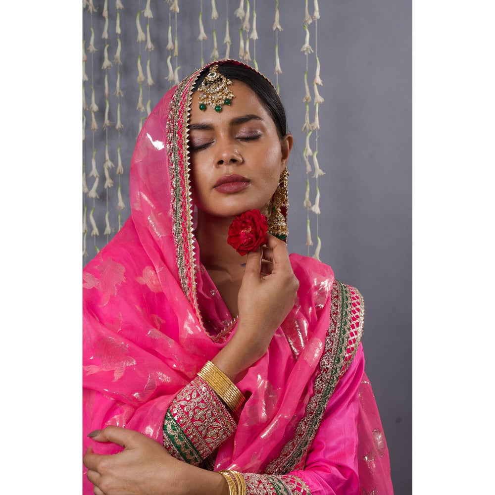 Shweta Dabas Pink Anarkali with Dupatta (Set of 2)