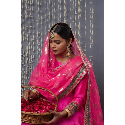 Shweta Dabas Pink Anarkali with Dupatta (Set of 2)