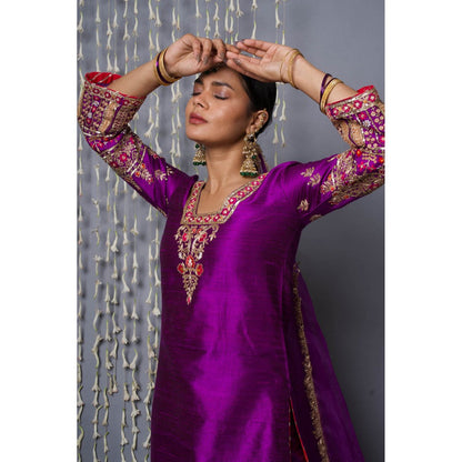 Shweta Dabas Purple Luxury Kurta with Pant and Dupatta (Set of 3)