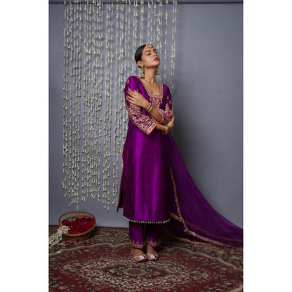 Shweta Dabas Purple Luxury Kurta with Pant and Dupatta (Set of 3)