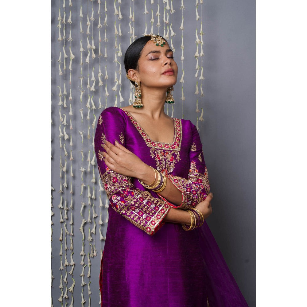 Shweta Dabas Purple Luxury Kurta with Pant and Dupatta (Set of 3)