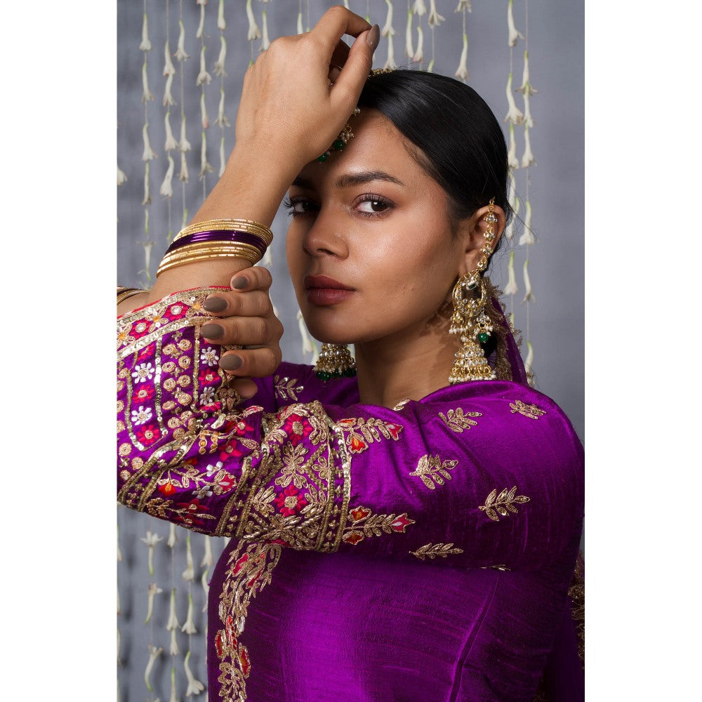 Shweta Dabas Purple Luxury Kurta with Pant and Dupatta (Set of 3)