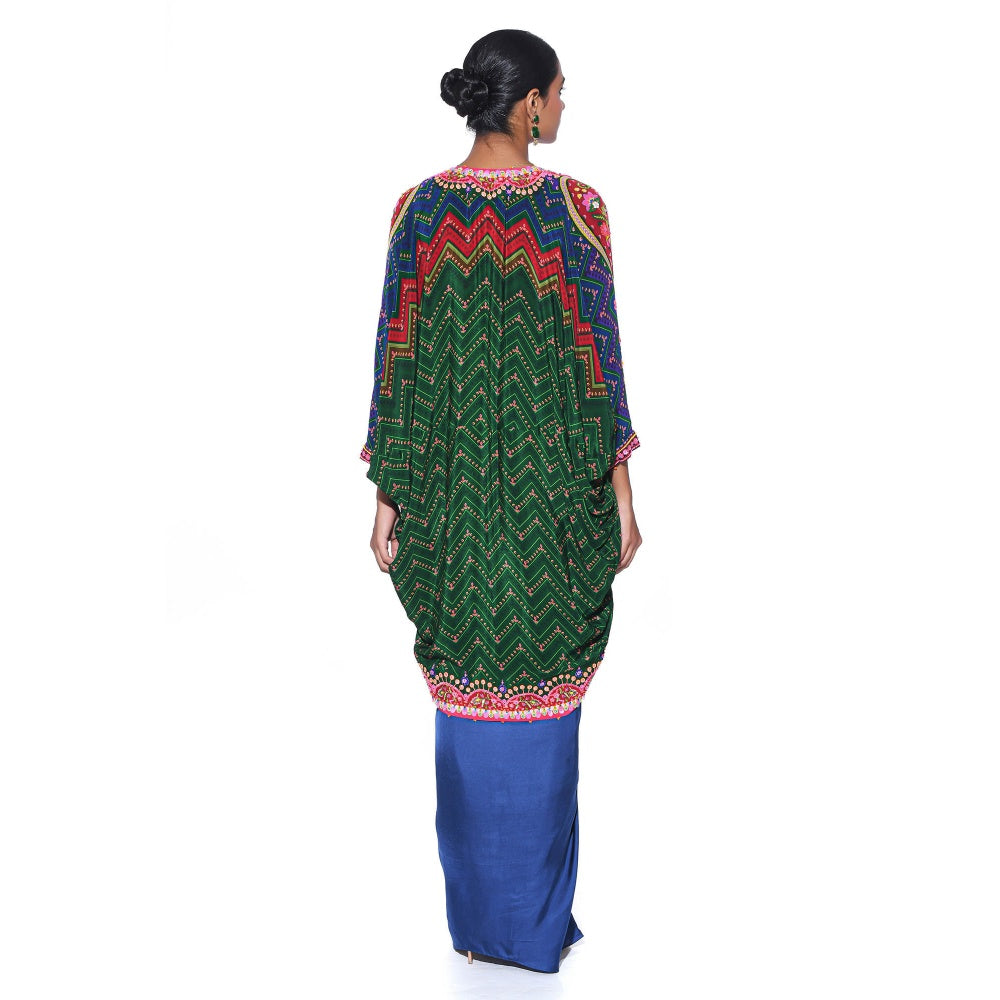 Siddhartha Bansal Jade Hand Embroidered Shrug with Blouse and Skirt (Set of 3)