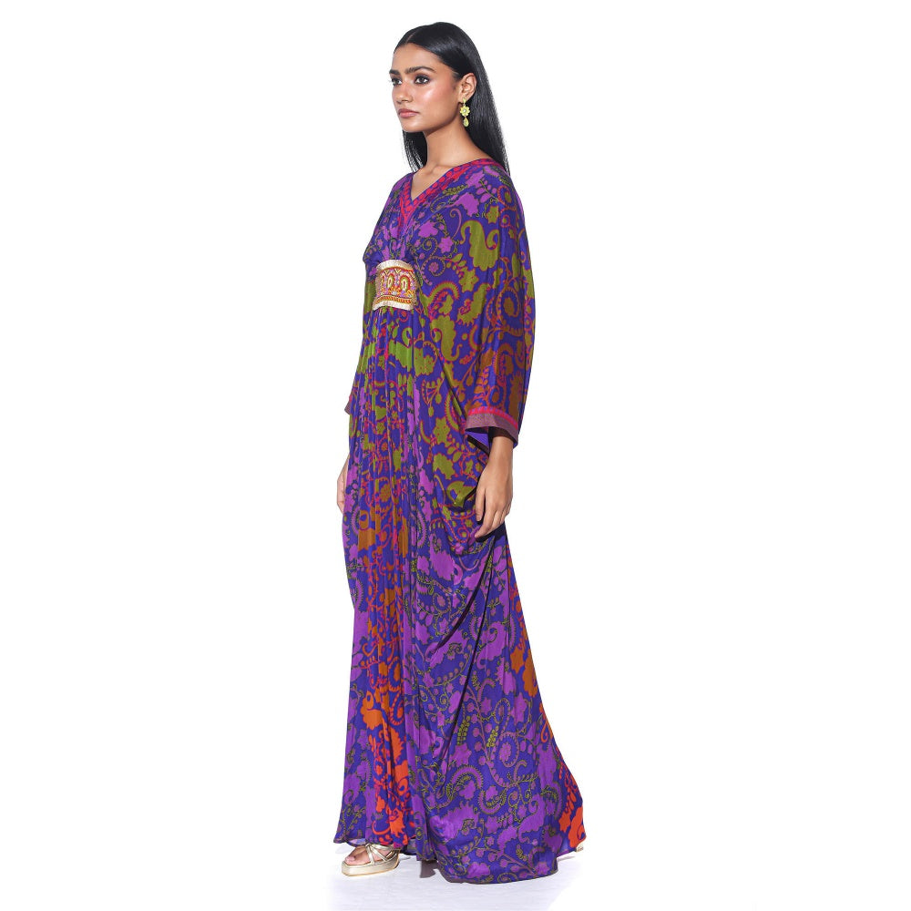 Siddhartha Bansal Purple Ombre Printed Belt Kaftan