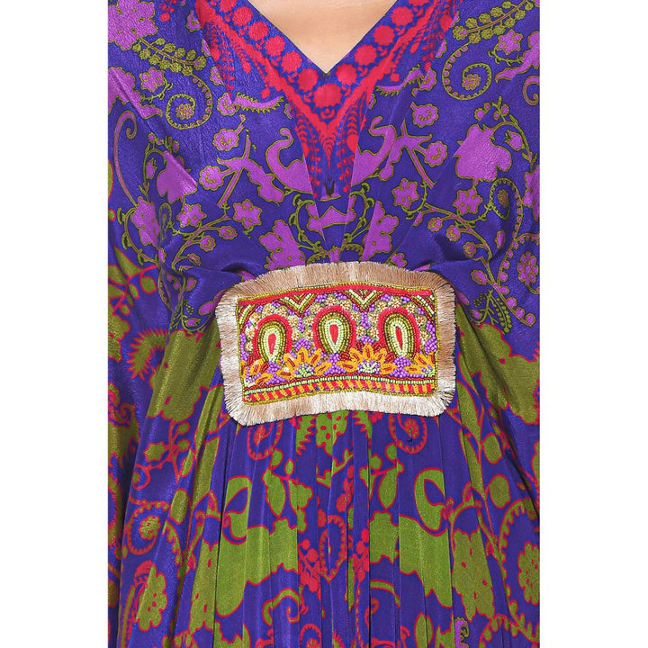 Siddhartha Bansal Purple Ombre Printed Belt Kaftan