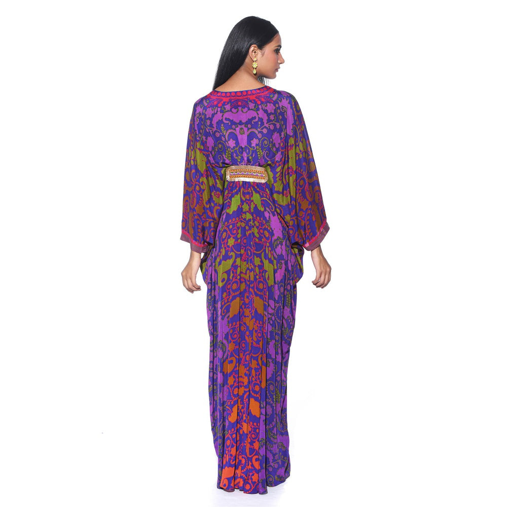 Siddhartha Bansal Purple Ombre Printed Belt Kaftan