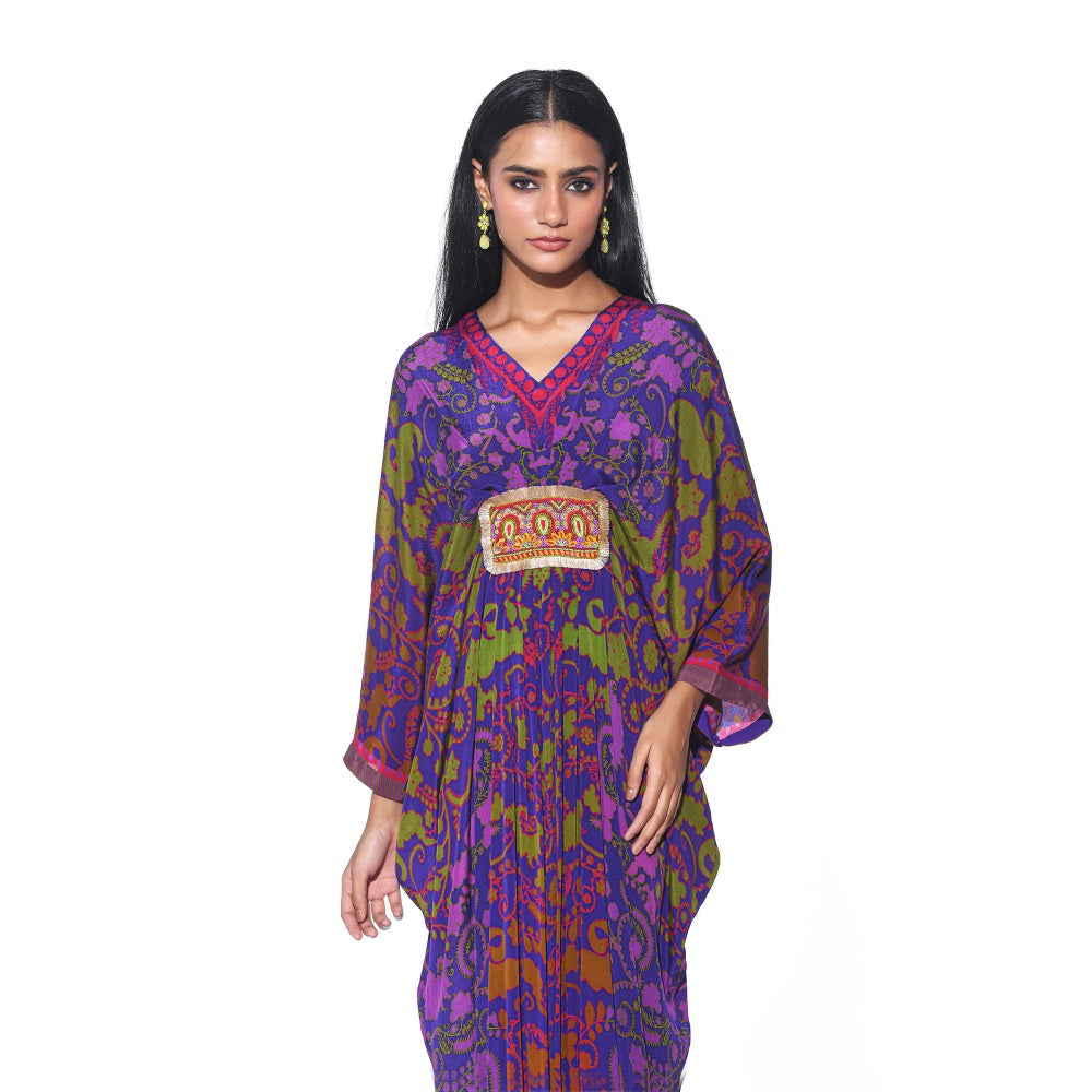 Siddhartha Bansal Purple Ombre Printed Belt Kaftan