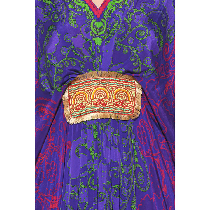 Siddhartha Bansal Violet Green Printed Belt Kaftan