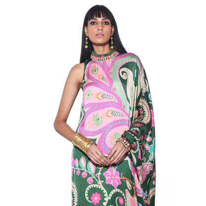 Siddhartha Bansal Emerald One Shoulder Dress