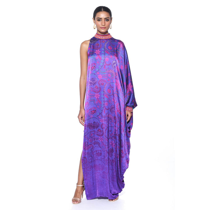 Siddhartha Bansal Royal Purple One Shoulder Dress