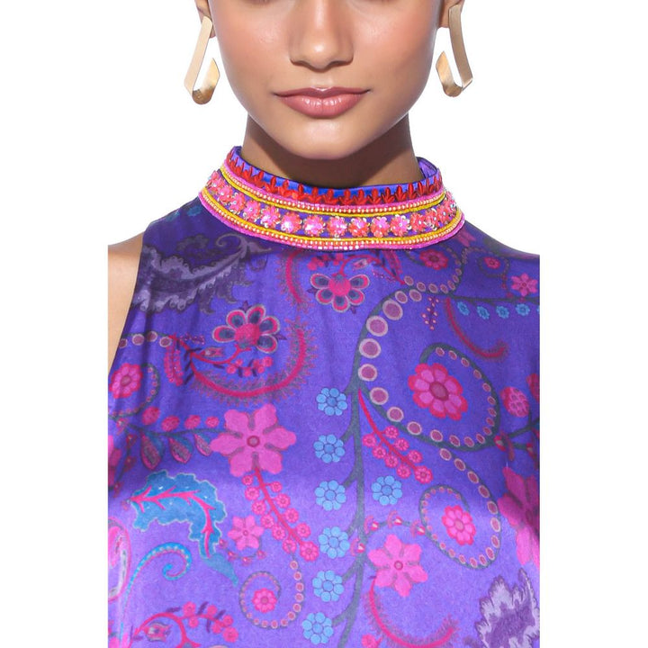 Siddhartha Bansal Royal Purple One Shoulder Dress