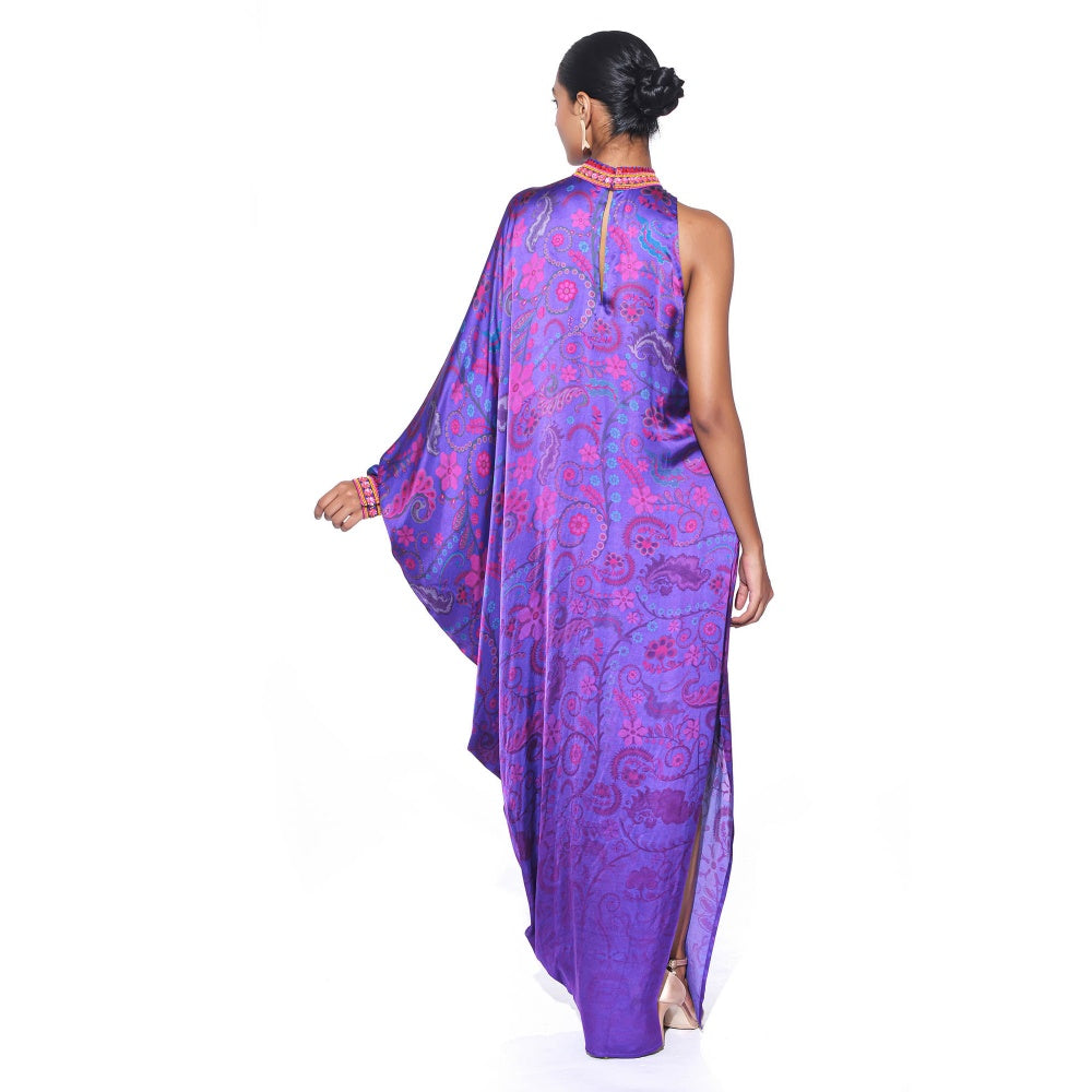 Siddhartha Bansal Royal Purple One Shoulder Dress