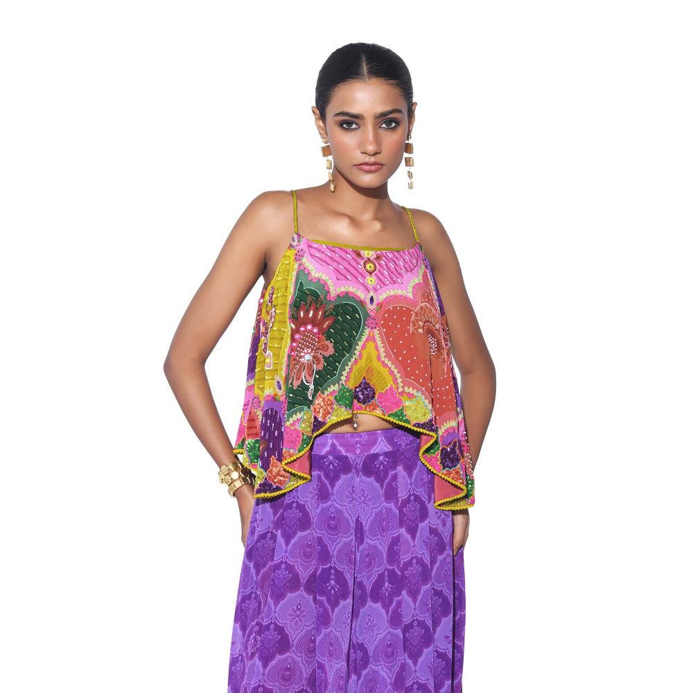 Siddhartha Bansal Multi Color Printed Top with Palazzo (Set of 2)