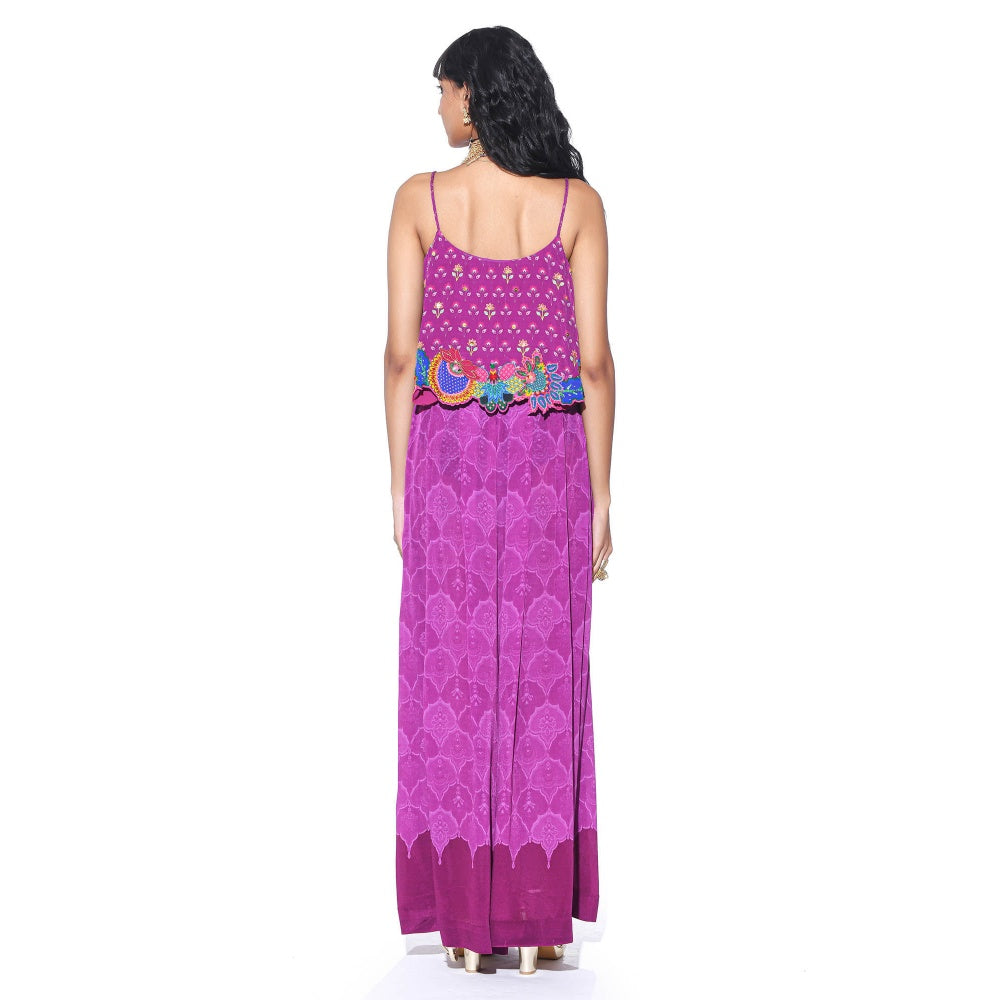 Siddhartha Bansal Purple Printed Top with Palazzo (Set of 2)