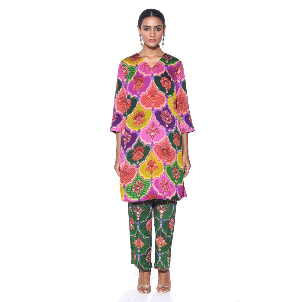 Siddhartha Bansal Multi Color Floral Co-ord (Set of 2)