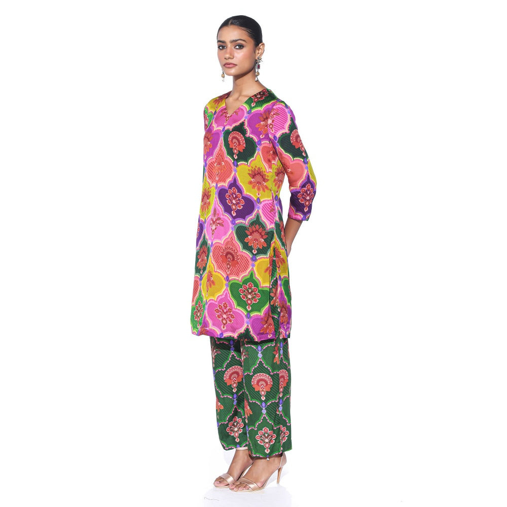 Siddhartha Bansal Multi Color Floral Co-ord (Set of 2)