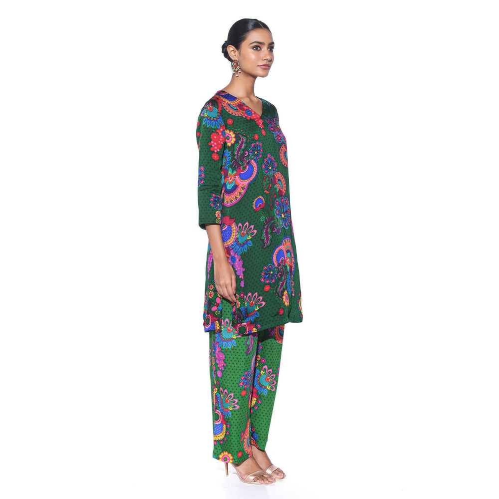 Siddhartha Bansal Bottle Green Floral Co-ord (Set of 2)