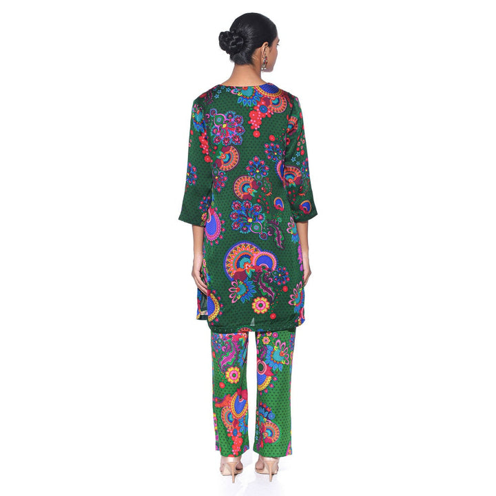 Siddhartha Bansal Bottle Green Floral Co-ord (Set of 2)