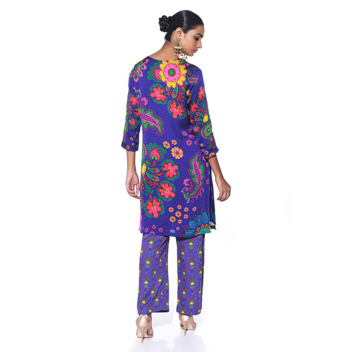 Siddhartha Bansal Twilight Blue Floral Co-ord (Set of 2)