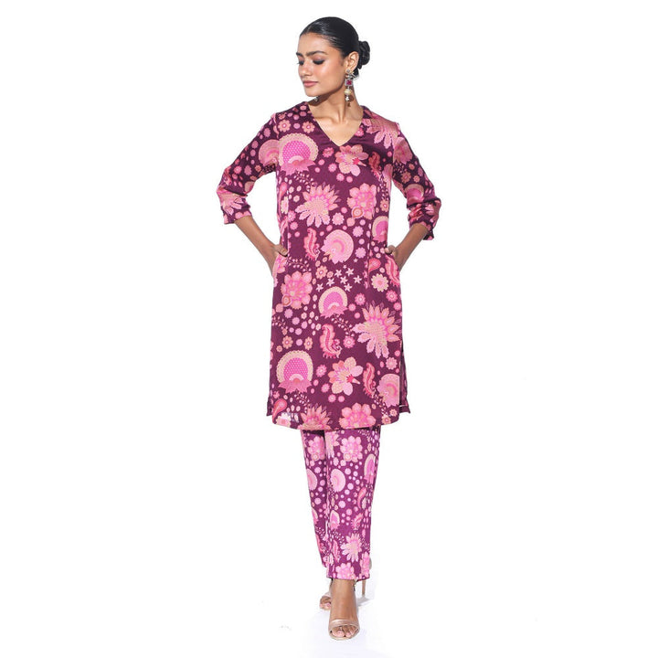 Siddhartha Bansal Purple Floral Co-ord (Set of 2)