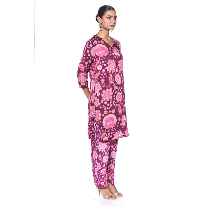 Siddhartha Bansal Purple Floral Co-ord (Set of 2)