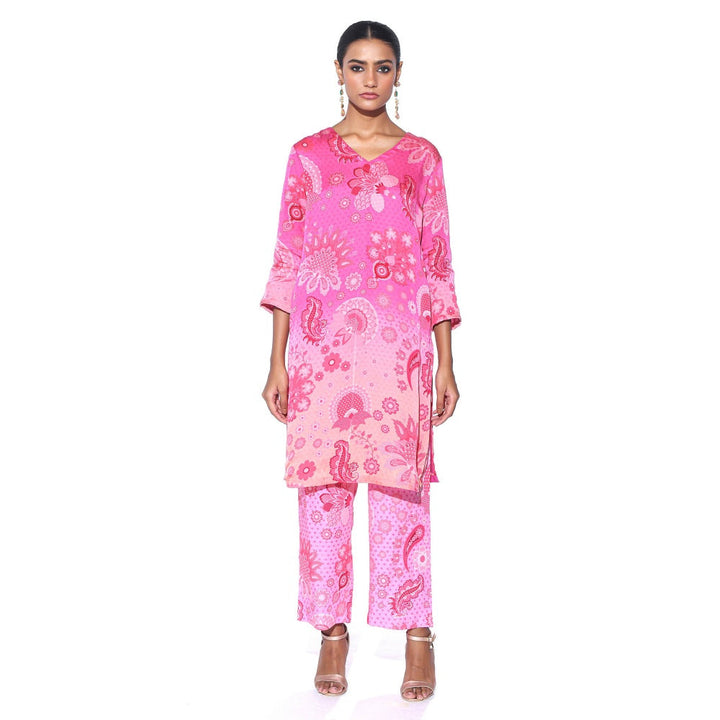 Siddhartha Bansal Rani Pink Floral Co-ord (Set of 2)